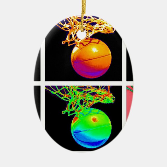 Pop Art Basketball Ceramic Ornament (Front)