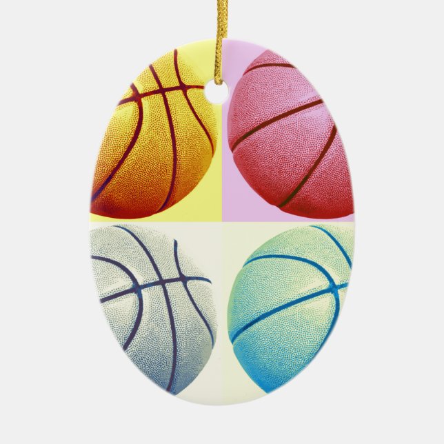 Pop Art Basketball Ceramic Ornament (Front)