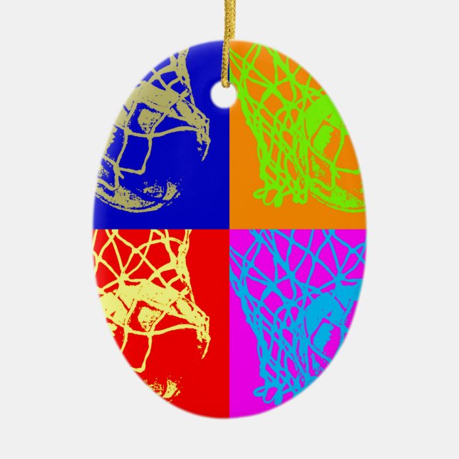 Pop Art Basketball Ceramic Ornament (Front)