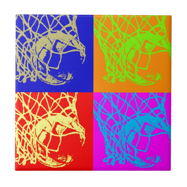 Pop Art Basketball Ceramic Tile (Front)