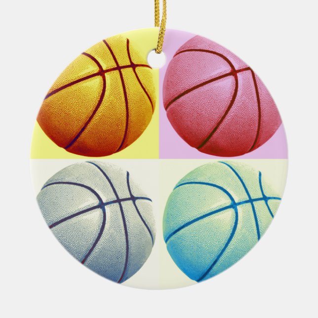 Pop Art Basketball Ceramic Tree Decoration (Front)