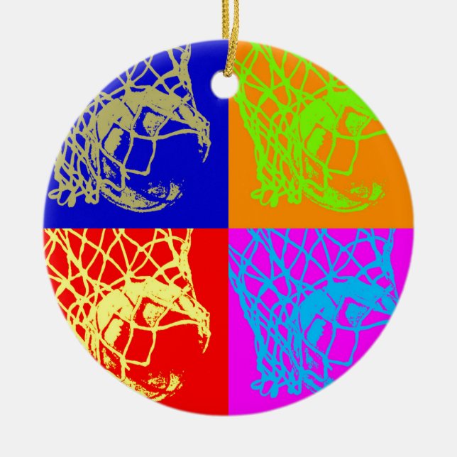 Pop Art Basketball Ceramic Tree Decoration (Front)