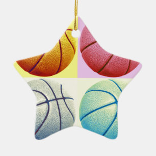 Pop Art Basketball Ceramic Tree Decoration