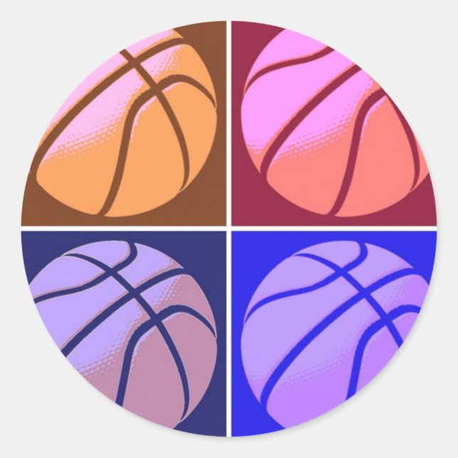 Pop Art Basketball Classic Round Sticker (Front)