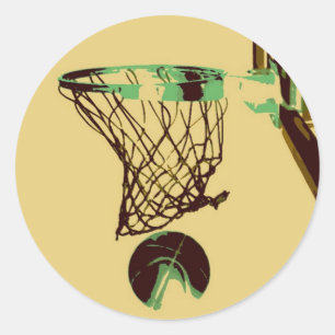 Pop Art Basketball Classic Round Sticker