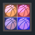 Pop Art Basketball Jewellery Box<br><div class="desc">4 Colours Retro Style Pop Art Basketballs</div>