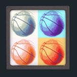 Pop Art Basketball Keepsake Box<br><div class="desc">Pop Art Style Four Basketball Artwork</div>