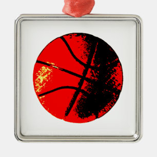 Pop Art Basketball Metal Ornament