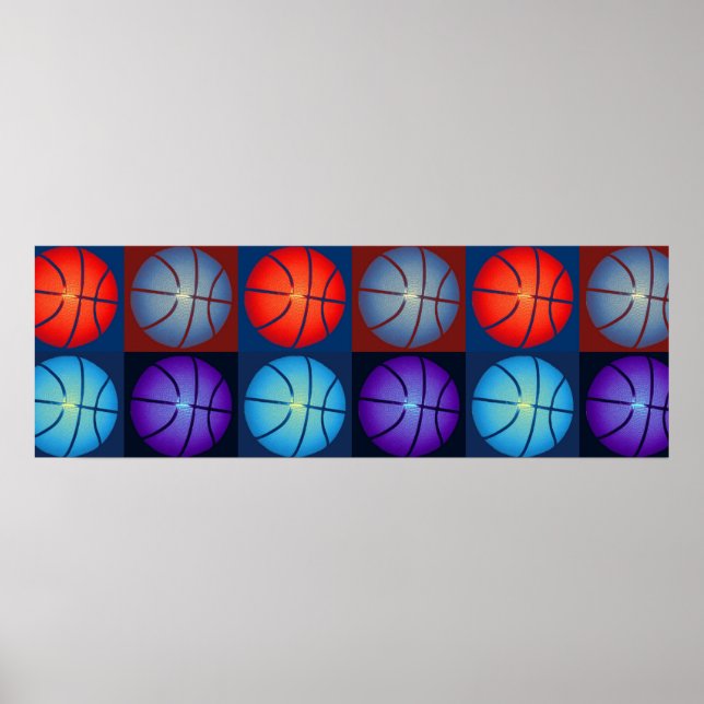 Pop Art Basketball Panoramic Poster (Front)
