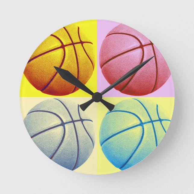Pop Art Basketball Round Clock (Front)