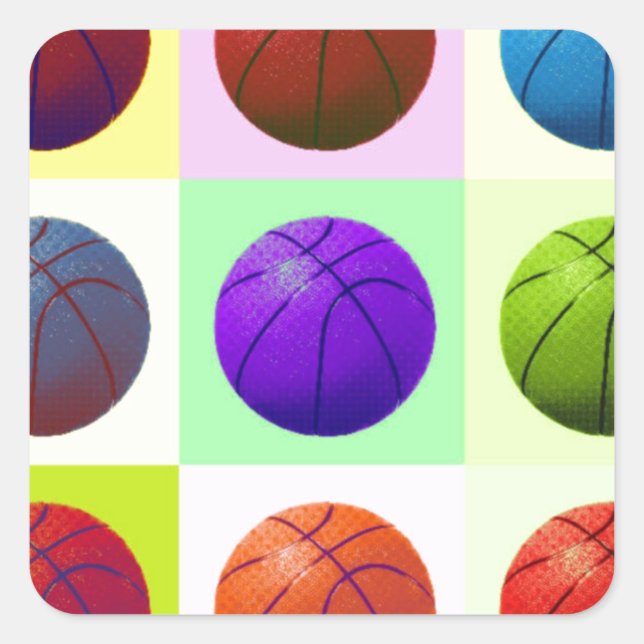 Pop Art Basketball Square Sticker (Front)