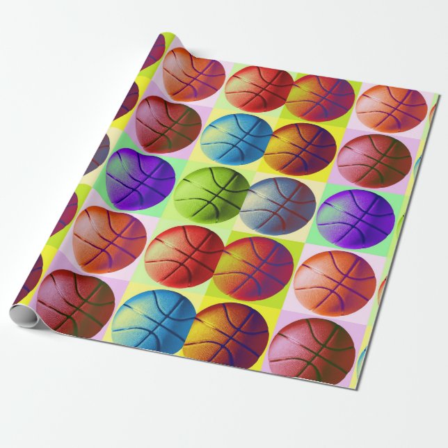 Pop Art Basketball Wrapping Paper (Unrolled)
