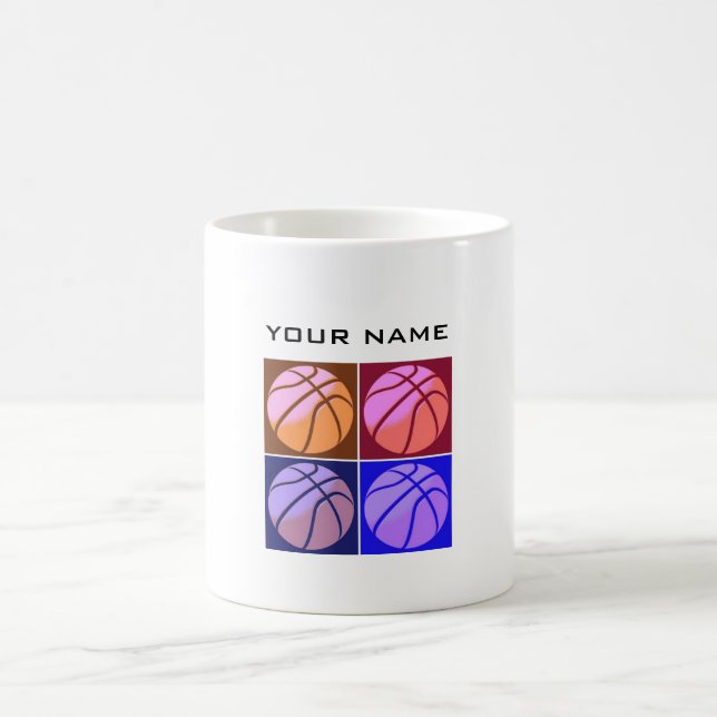 Pop Art Basketball Your Name Coffee Mug (Center)