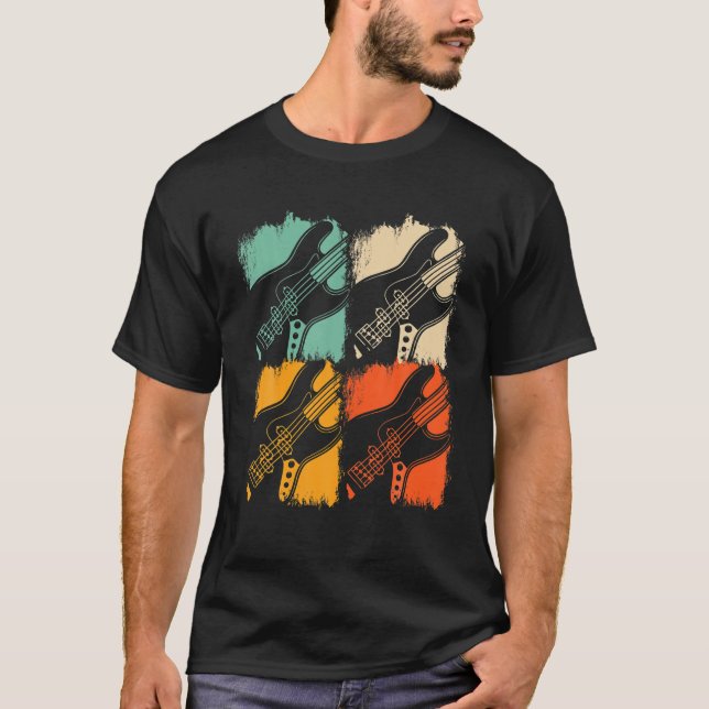 Pop Art Bass Guitarist Bassist Retro Bass Guitar T T-Shirt (Front)