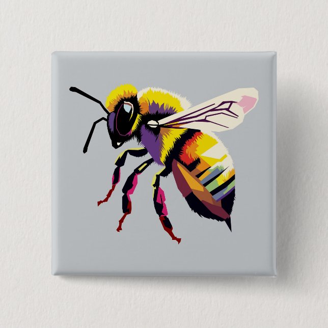 Pop art Bee 15 Cm Square Badge (Front)