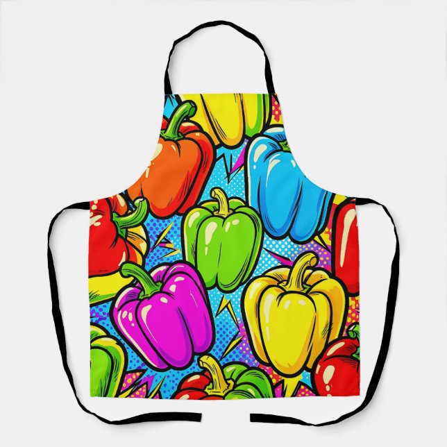 Pop Art Bell Peppers Pattern Apron (Front)