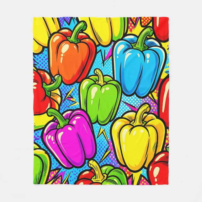 Pop Art Bell Peppers Pattern Fleece Blanket (Front)