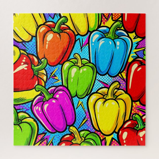 Pop Art Bell Peppers Pattern Jigsaw Puzzle (Vertical)