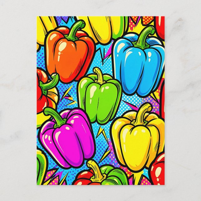 Pop Art Bell Peppers Pattern Postcard (Front)