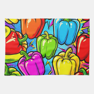 Pop Art Bell Peppers Pattern Tea Towel