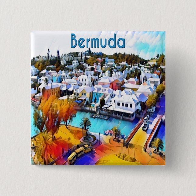 Pop Art Bermuda 15 Cm Square Badge (Front)