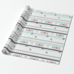 Pop Art BEST MOM Stripe – Bold Retro Love Wrapping Paper