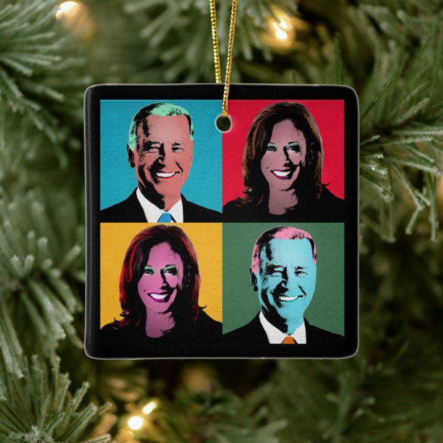 Pop Art Biden Harris Ceramic Ornament (Tree)