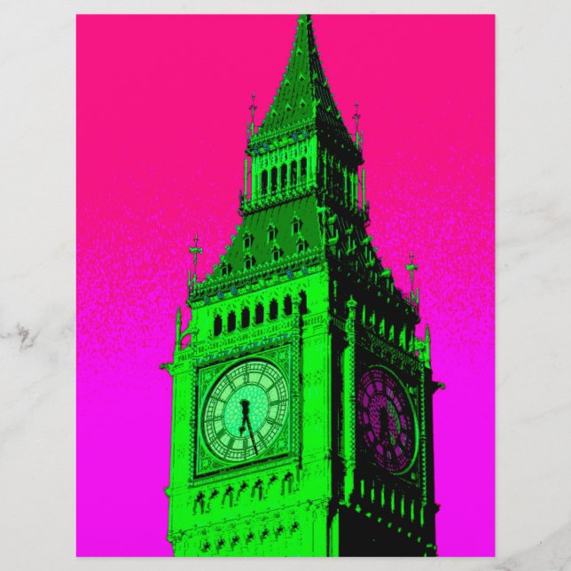 Pop Art Big Ben London Travel Pink Green (Front)