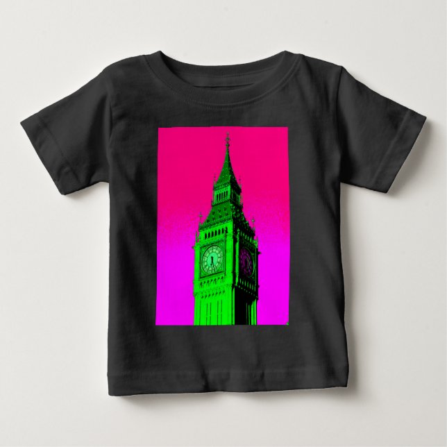 Pop Art Big Ben London Travel Pink Green Baby T-Shirt (Front)