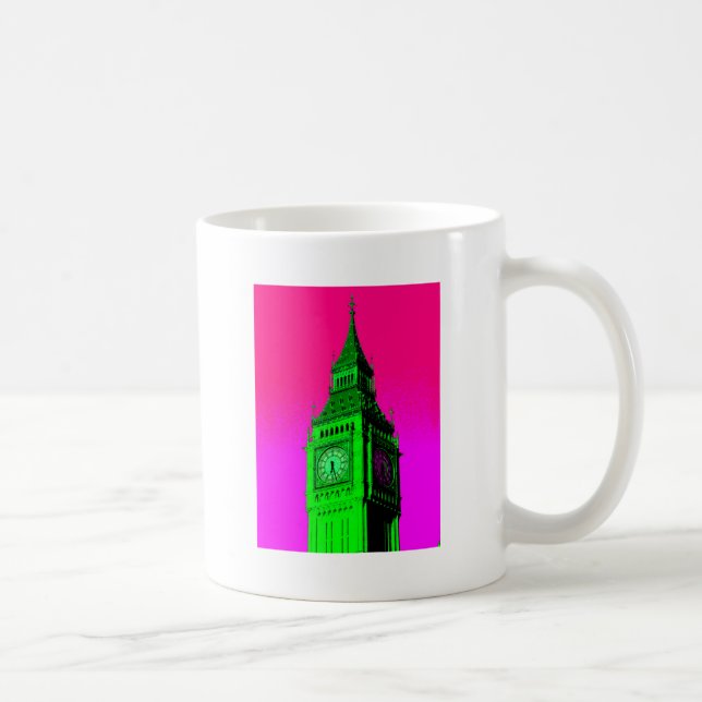 Pop Art Big Ben London Travel Pink Green Coffee Mug (Right)
