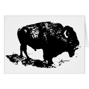 Pop Art Black White Buffalo Bison Silhouette