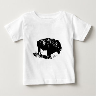 Pop Art Black White Buffalo Bison Silhouette Baby T-Shirt