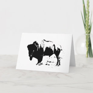 Pop Art Black & White Buffalo Silhouette Holiday Card
