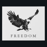 Pop Art Black White Freedom Eagle Landing Faux Canvas Print<br><div class="desc">Freedom & Courage Motivational  Eagles Images - Fearless Bald Eagles - Bald American Eagle Pictures - Fearsome Patriotic Eagle Heads,  Flying Eagles,  Landing Eagle</div>