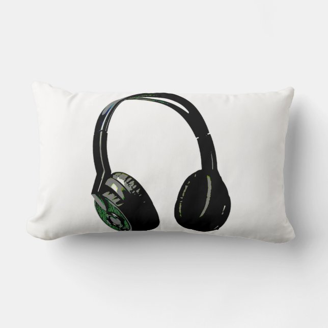Pop Art Black & White Headphone Lumbar Cushion (Front)