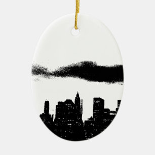 Pop Art Black White NYC New York City Ceramic Tree Decoration