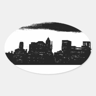 Pop Art Black White NYC New York City Oval Sticker