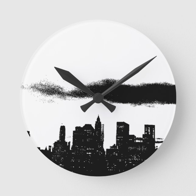 Pop Art Black White NYC New York City Round Clock (Front)