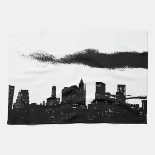 Pop Art Black White NYC New York City Tea Towel