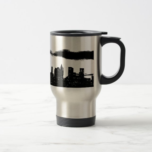 Pop Art Black White NYC New York City Travel Mug (Right)