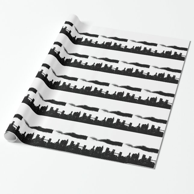 Pop Art Black White NYC New York City Wrapping Paper (Unrolled)