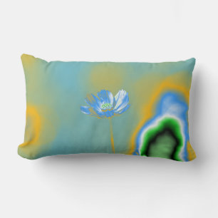Pop Art Blue Cosmos Flower Lumbar Cushion