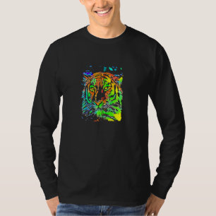 Pop Art Blue Orange Green Yellow Tiger T-Shirt