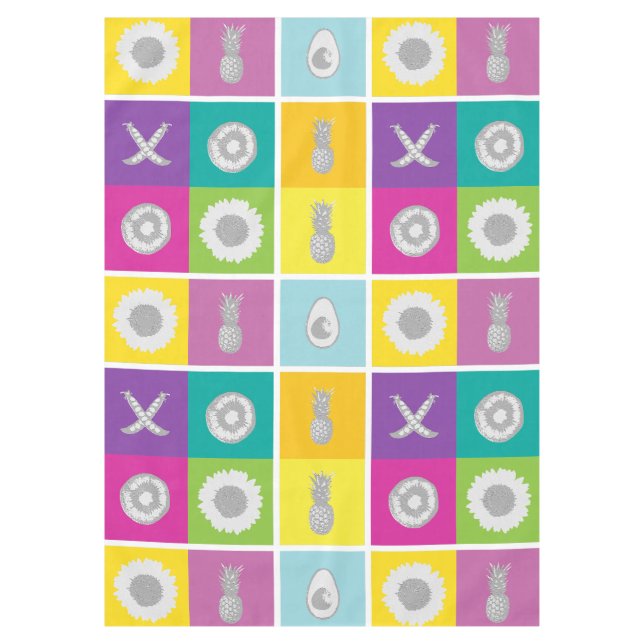 Pop Art Botanical & Fruit Design Tablecloth (Front)