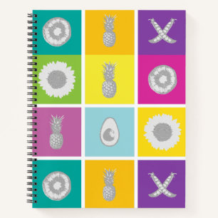 Pop Art Botanical & Fruit Spiral Notebook