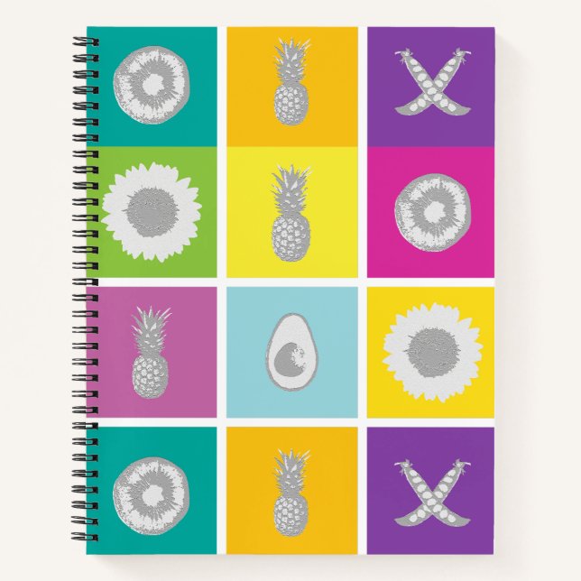 Pop Art Botanical & Fruit Spiral Notebook (Front)