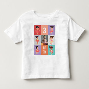 Pop Art Boxes Cartoon Ballet 3rd Birthday Photo Toddler T-Shirt