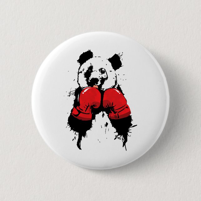 Pop Art Boxing Panda Bear Boxer  6 Cm Round Badge (Front)