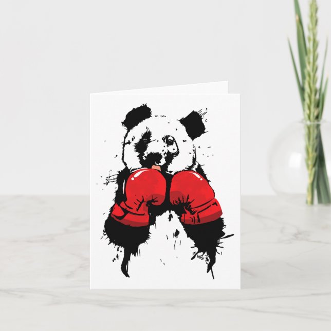 Pop Art Boxing Panda Bear Boxer  Card (Front)