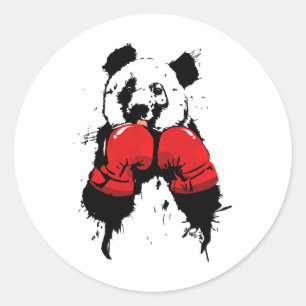 Pop Art Boxing Panda Bear Boxer  Classic Round Sticker
